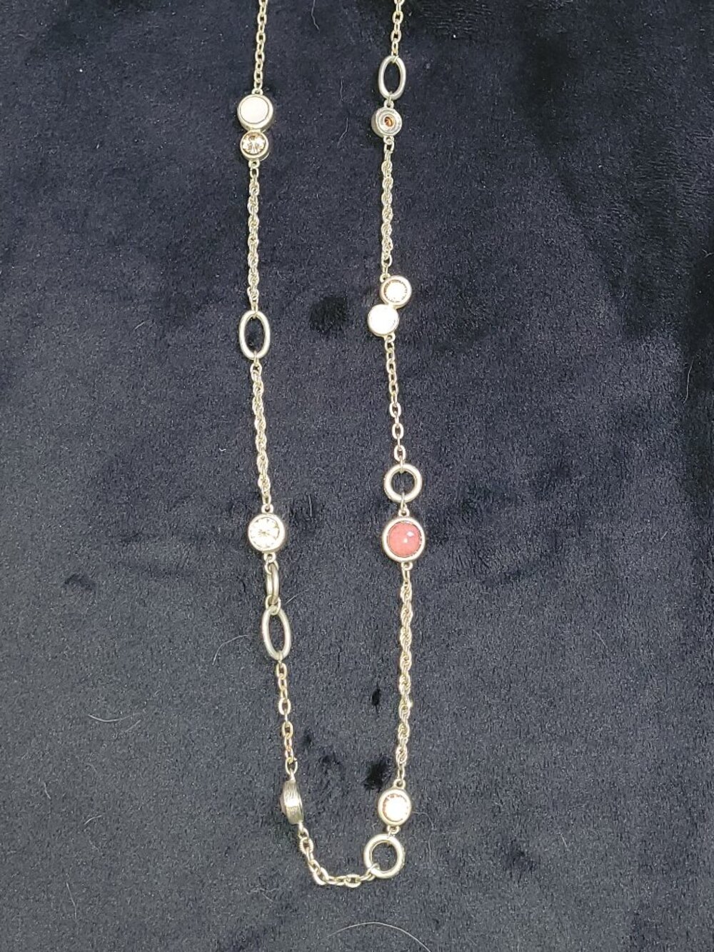 41"-45" Necklace with Pink White & Gold colored stones